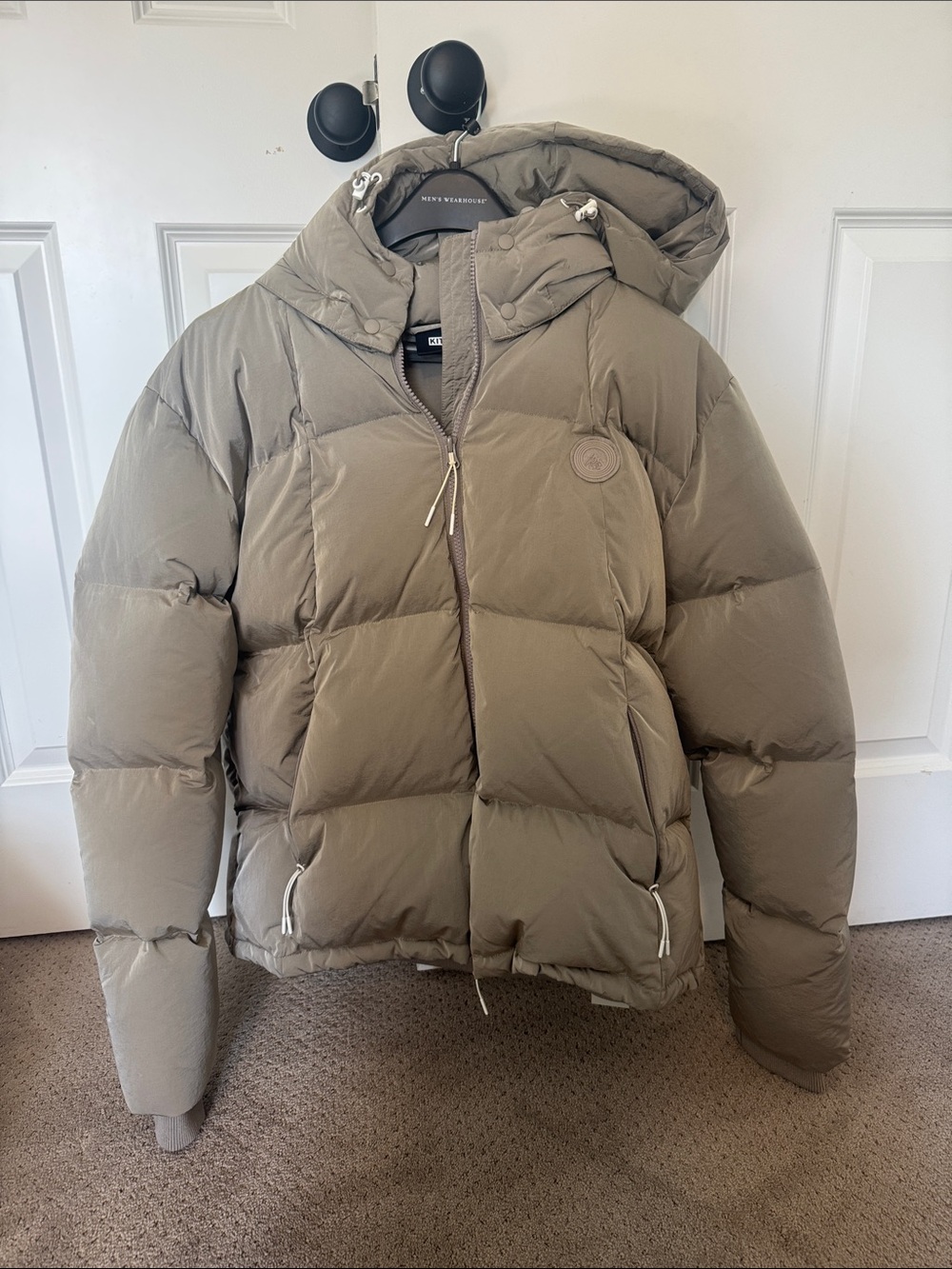 Kith NWT Mens Khaki Quilted Hooded Puffer Jacket